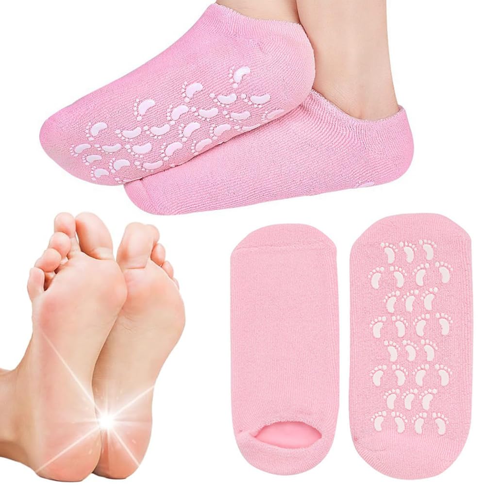 Moisturizing Silicone Gel Socks for Dry Cracked Feet Repair Soft Feet Moisturizer Heel Protector for Women and Men (Pink, Uniform-Size) (B0DDXXMWLM) Amazon Price History, Amazon Price Tracker