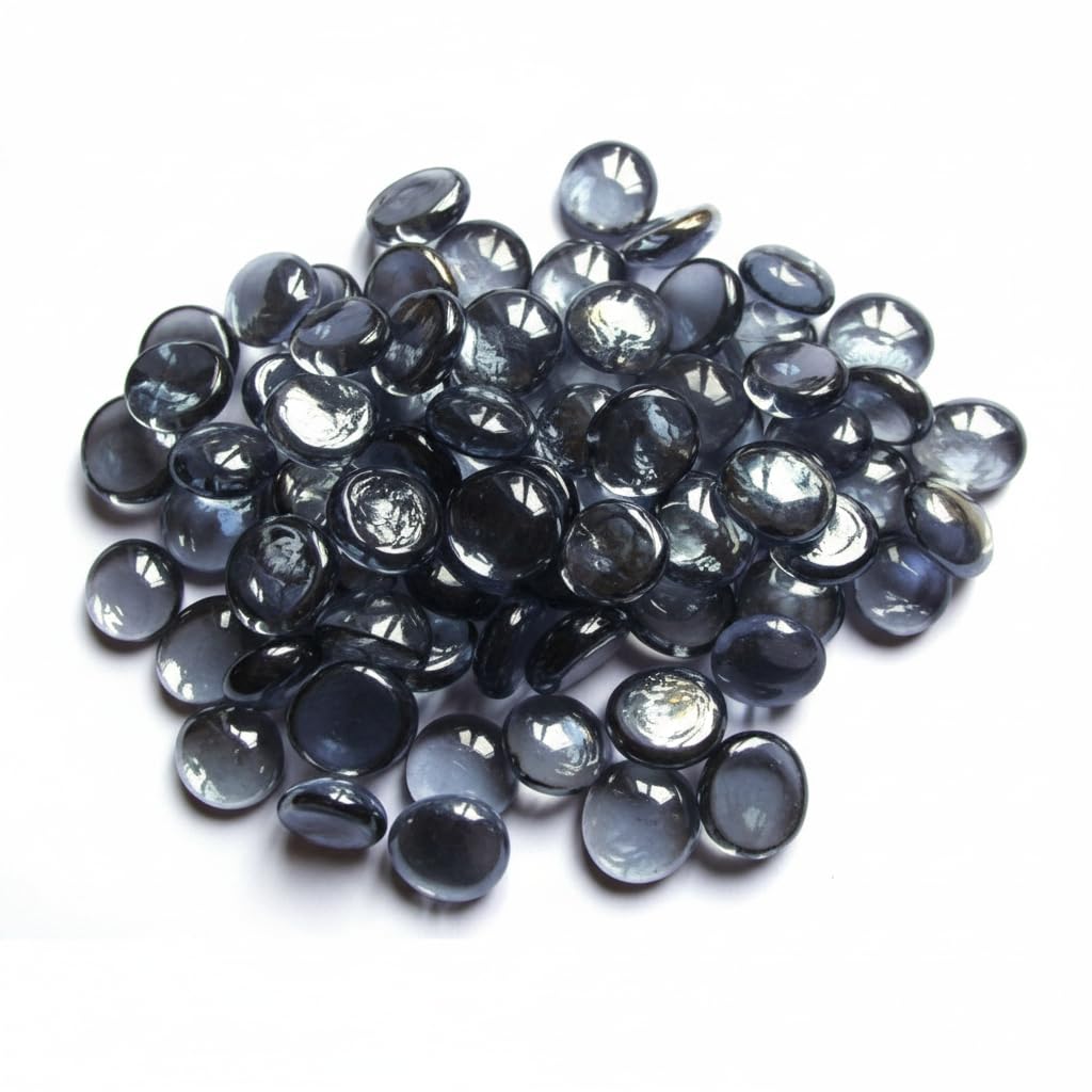 STONED® 200 Approx. Round Decorative Glass Pebbles/Stones/Beads/Nuggets 20mm - Over 50 Colours (GreyPurple)