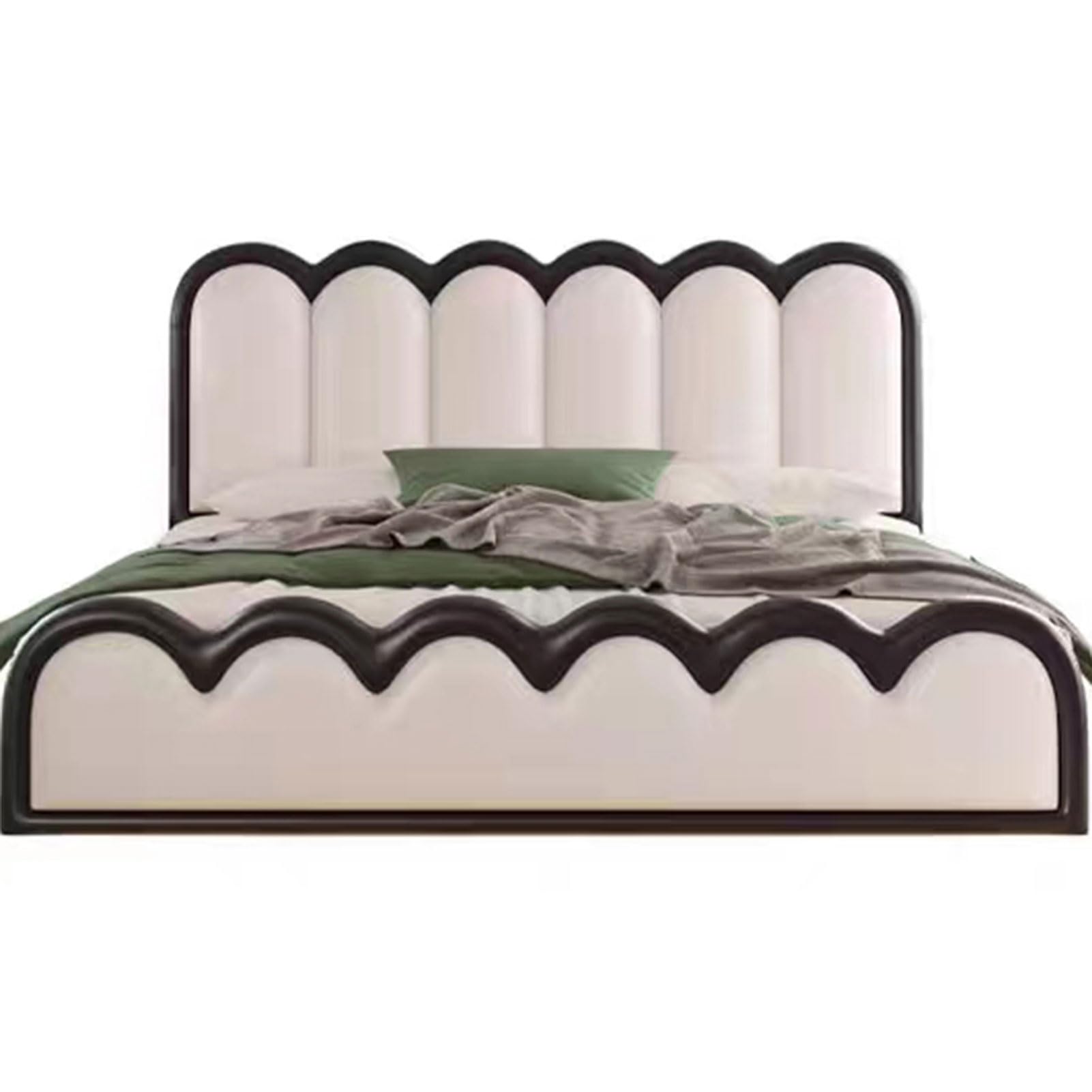 Modern Black Simplicity Queen Size Platform Bed King Size Upholstered Platform Bed Frame with Heavy Duty Wooden Slat