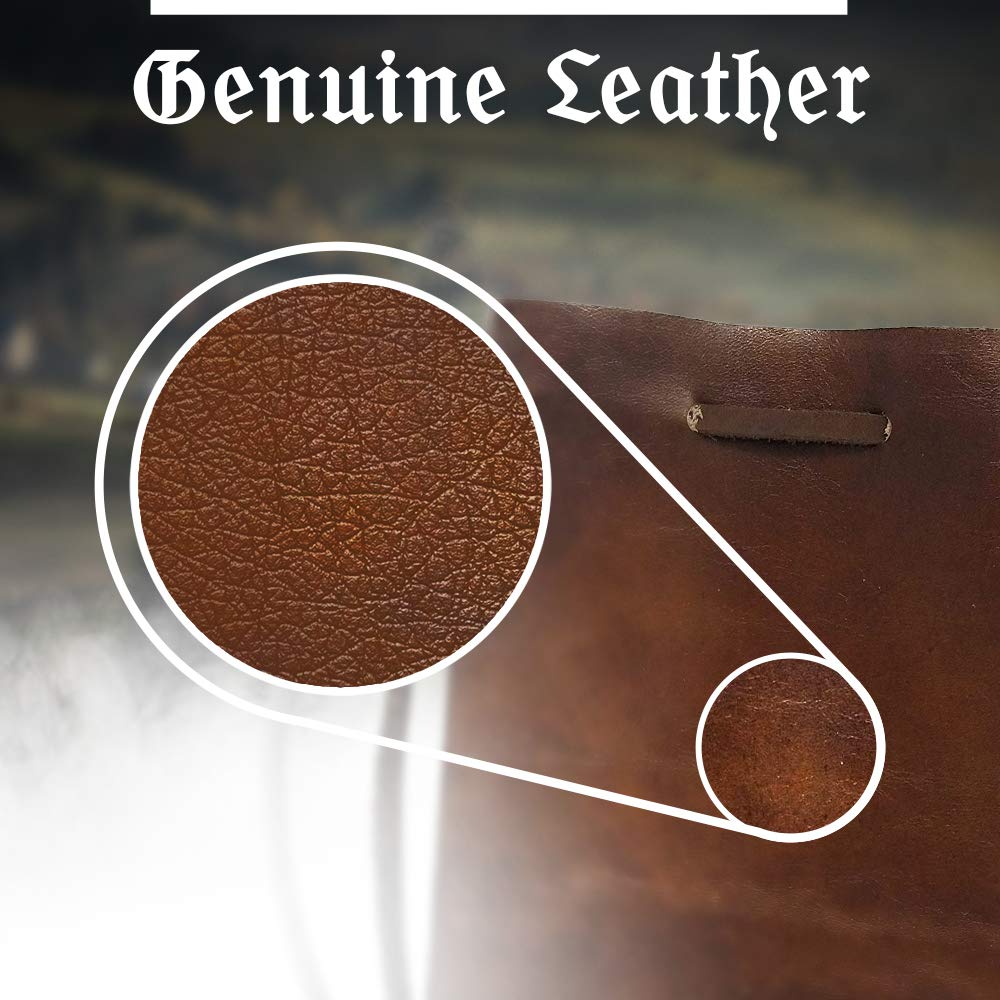 Pochette Médiévale En Cuir Véritable Avec Cordon - Porte-monnaie Portable 10,2x12,9 Cm, Pour Pièces, Tabac, Petits Objets