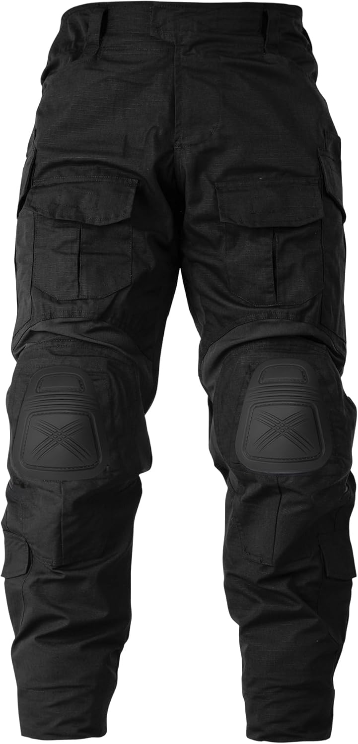 Men’s Tactical Pants with Knee Pads Waterproof G3 Combat Pants Camo Cargo Pants with 10 Pockets No Belt
