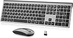 Wireless Keyboard and Mouse Combo, 110 Keys Full-Size Compact Computer Keyboards, Silent Click & 3-Level DPI Slim Mice, USB-C Charging, Thin Sleek Design for PC Laptop iMac/Mac MacBook Air/Pro