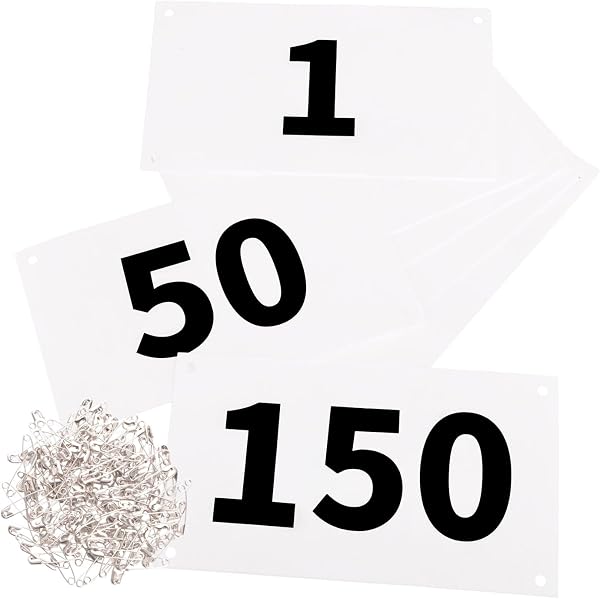 Azarxis Numéros de Dossard Course de 1 à 50 100 200 300 400 500 avec Épingles Imperméable pour Marathon Événements Sportifs Trithonlon - 1