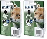 Renard Epson T1281 Cartouche d\'encre d\'origine Durabrite Ultra Noir, Taille Unique (Lot de 2)