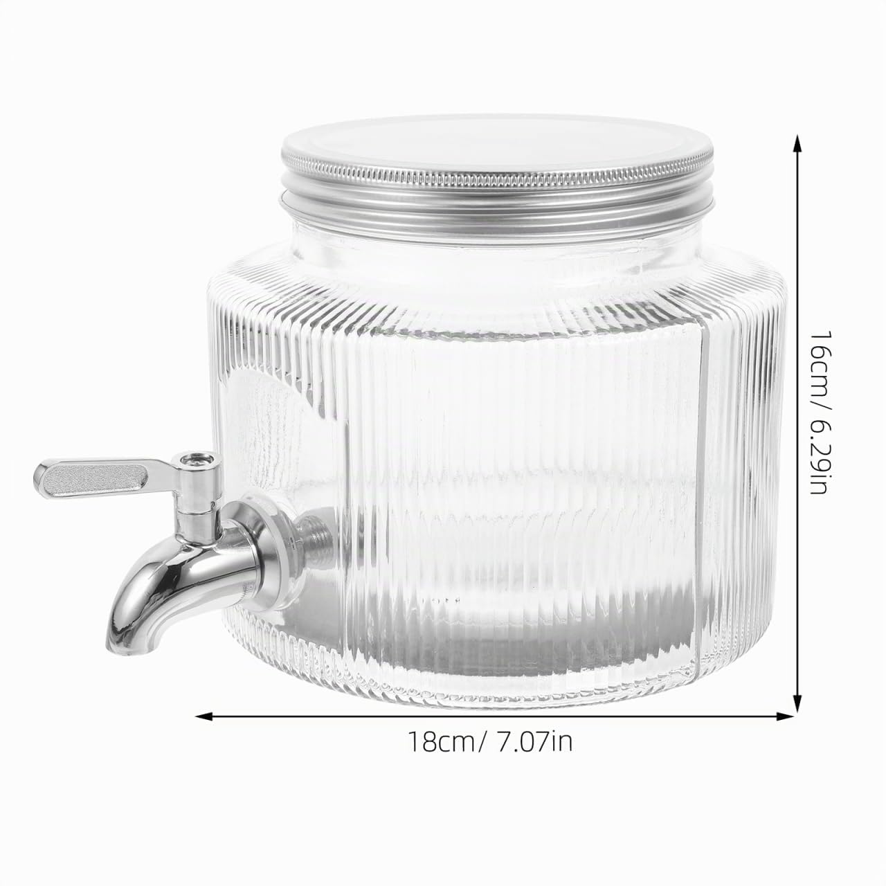 POPETPOP Dispensador De Vidrio Con Grifo Para Agua Fría Jarra De 7.08X7.08X5.70In Gran Capacidad Ideal Para Nevera Bebidas Frías Jugo Té Y Fiestas En Casa