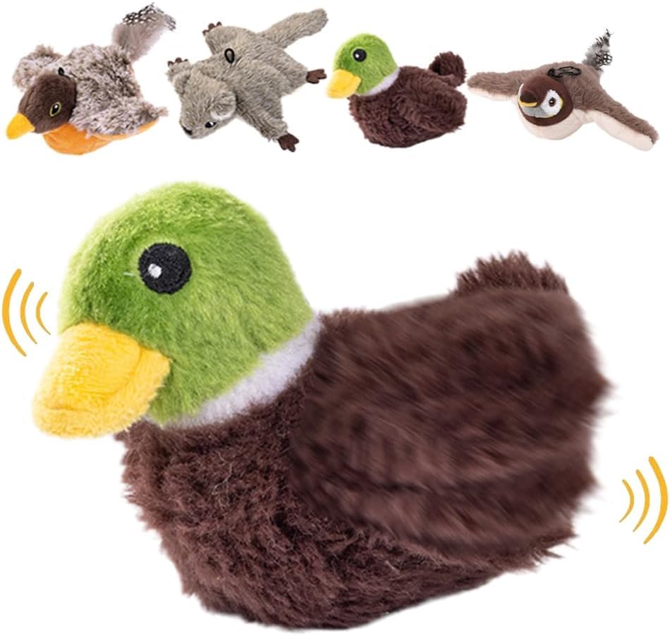 Kdely Interactive Cat Bird Toy, Flapping Wings Sparrow Catnip Toys, Vivid Chirping, Simulation Bird Singing Cat Toy, Electric Interactive Cat Toys for Indoor Cats, Rechargeable (Mallard)