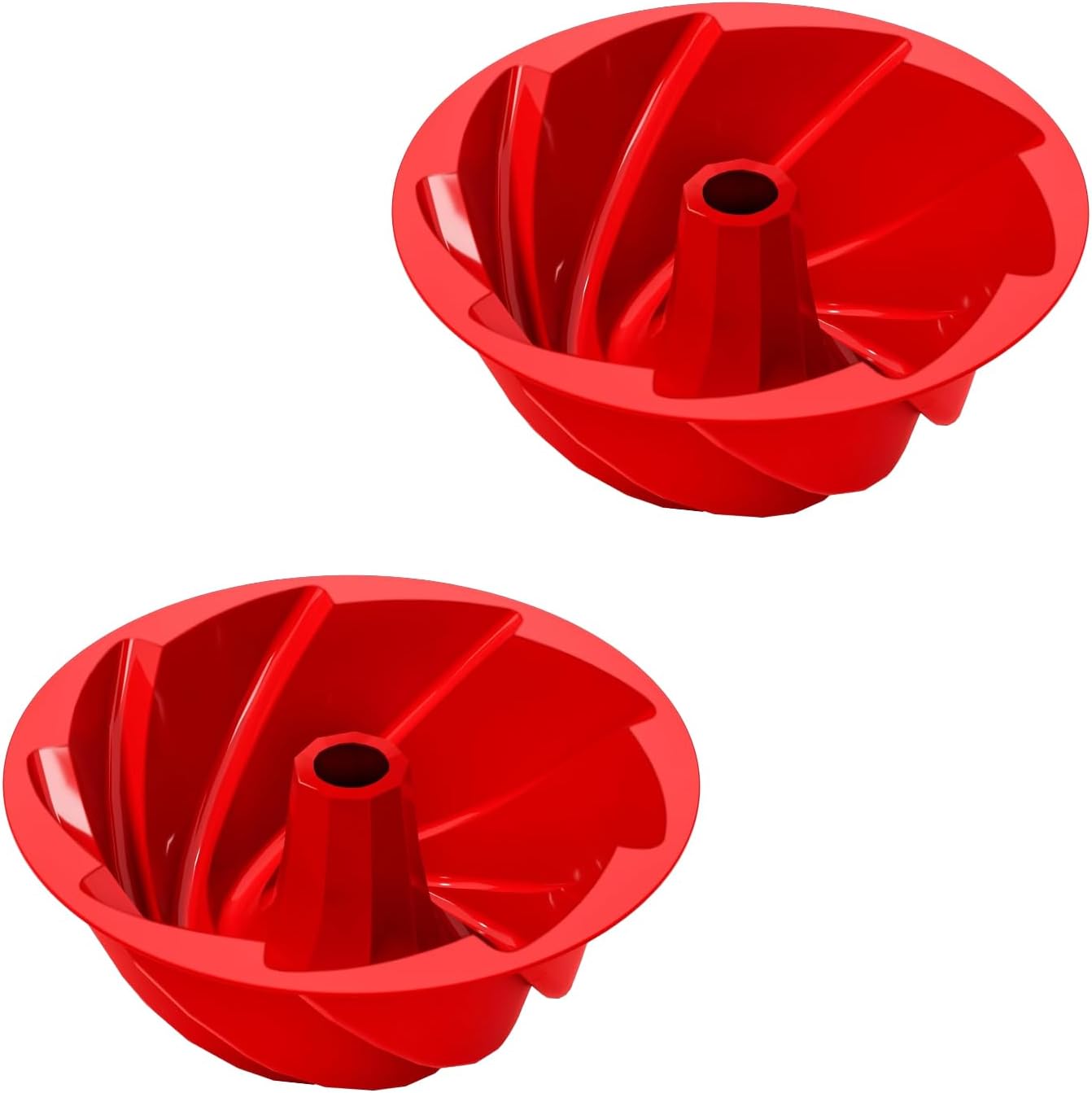 saphe Silicone Heart Shaped Fluted Cake Pan, Silicone Bundt Cake Pans - 8 inch Nonstick silicone Cake Pan for Bundt Cakes,Fluted Cakes and Brownies, 2 packs (10inch 2 packs)