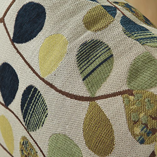 Calitime Cushion Cover Throw Pillow Case Shell For Couch Sofa Home Decoration Luxury Chenille Cute Leaves Both Sides 20 X 20 Inches Ecru Blue #TOP4