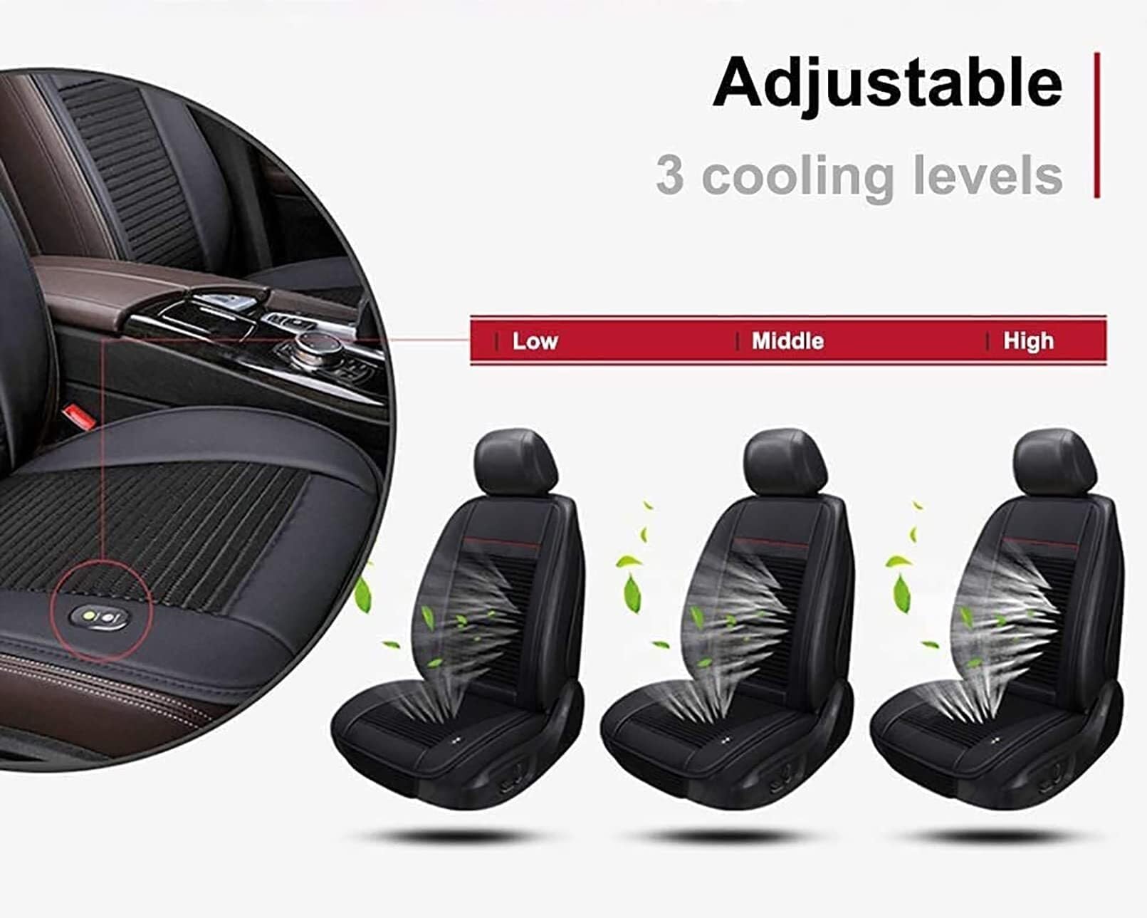 Coprisedile per auto con ventola da 12 V, sedile ventilato in pelle e seta ghiacciata, traspirante e fresco per l'estate, universale, 4 stagioni, ideale per viaggi caldi