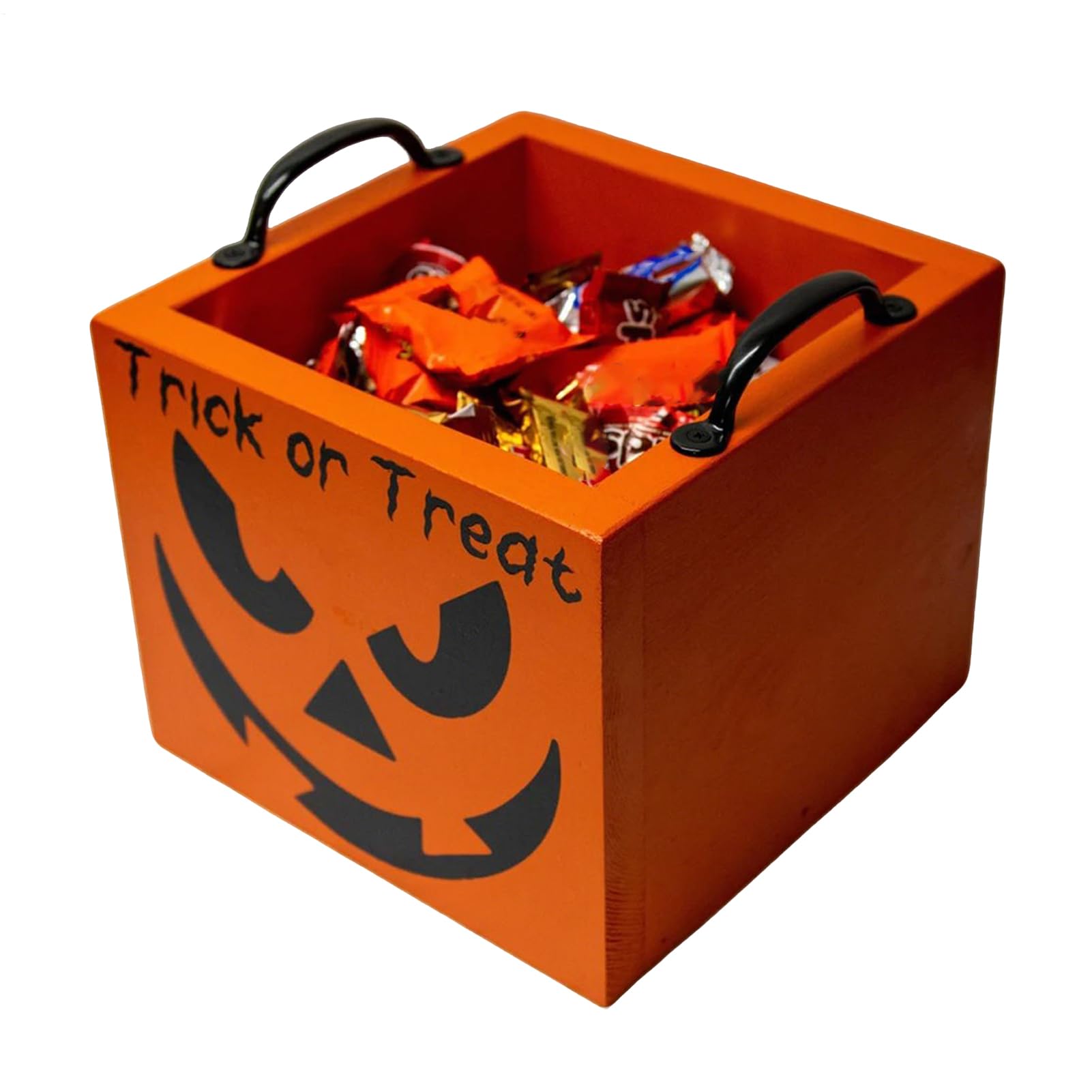 Plat à bonbons d'Halloween en bois avec poignées pour éviter le désordre sur la table de fête