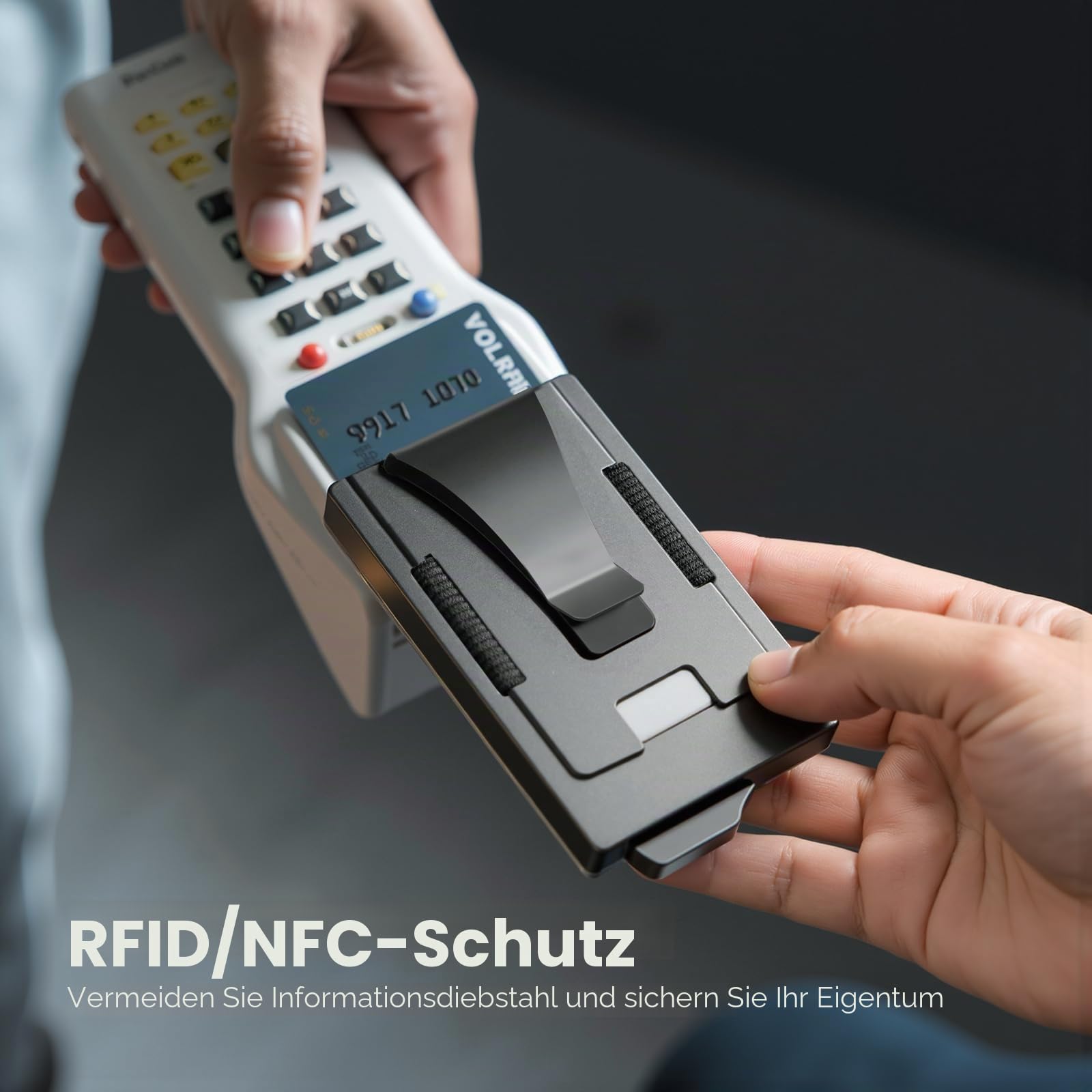 Metall Geldklammer Herren für 10-20 Karten & 20 Geldschein Pop-up Kartenetui Herren mit RFID Schutz Slim Wallet Metall CardHolder mit Smart Kartensteckplatz (Schwarz)