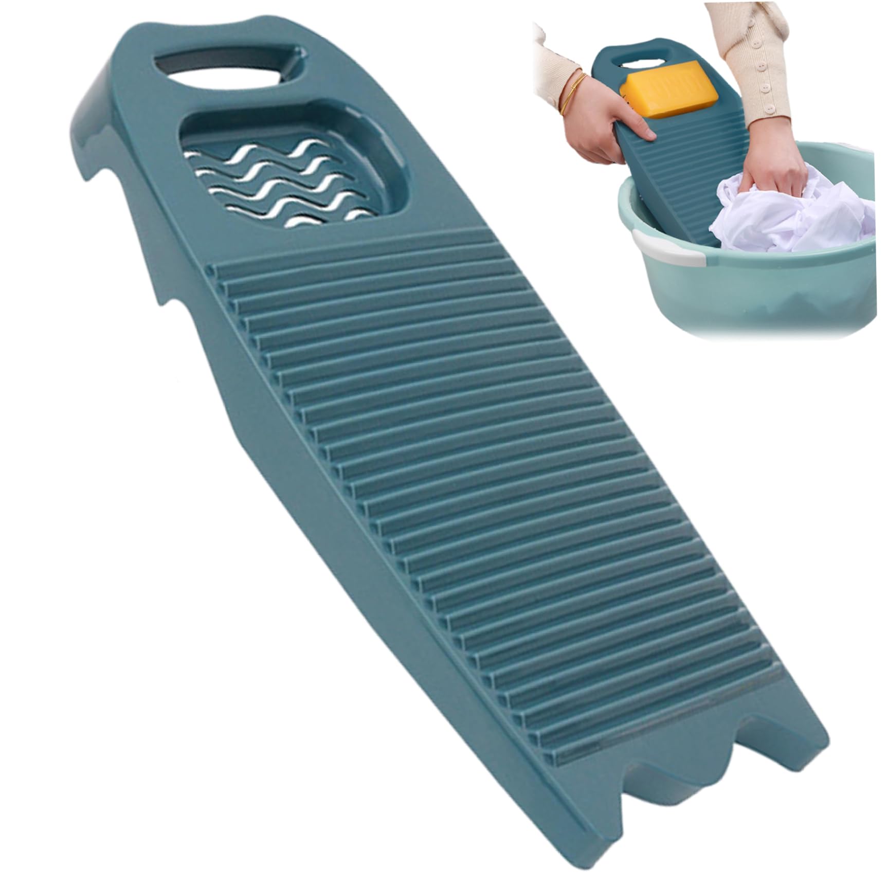 CNAFGBGG Washboard for Hand Washing Clothes, 17.7x8 Plastic Wash Board with Soap Holder & Hanging Hole, Non Slip Rectangle Washing Board for Laundry Home School Dormitory..