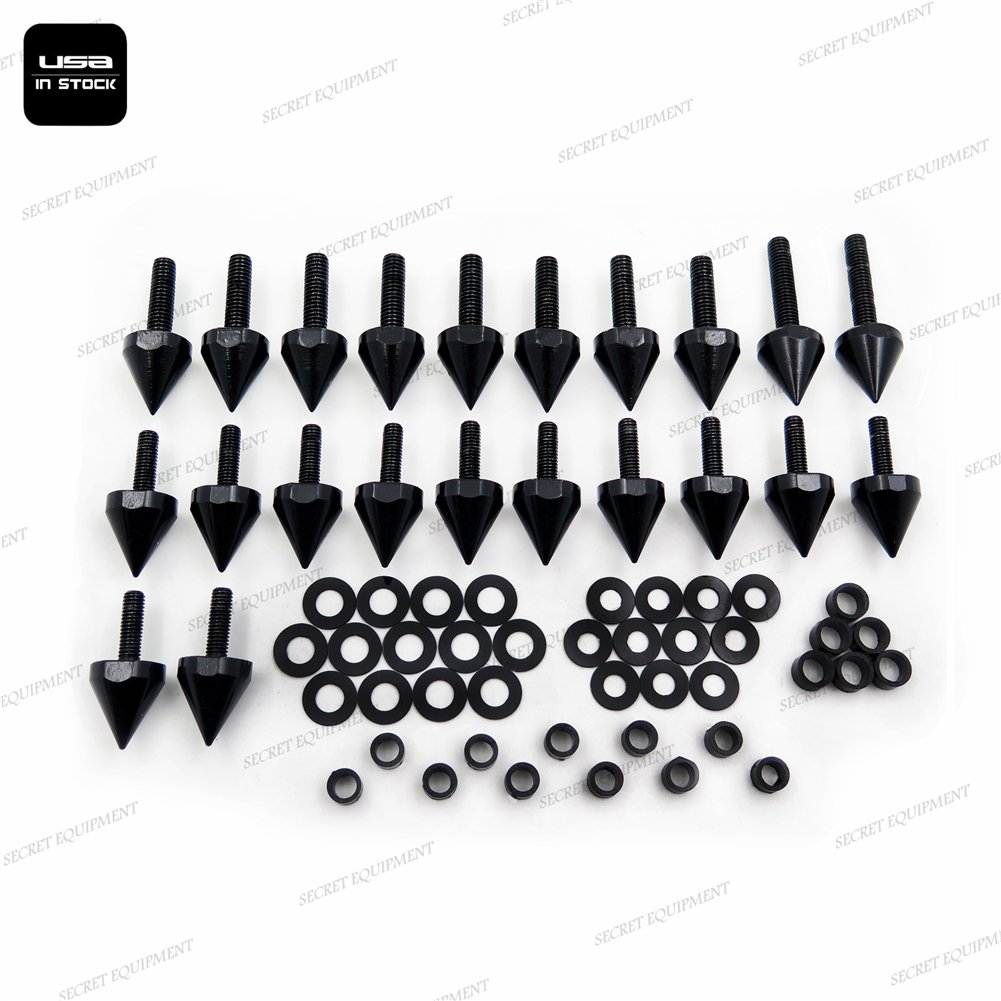 SEMT- Black Spike Fairing Bolts Kit Compatible with 2003-2006
