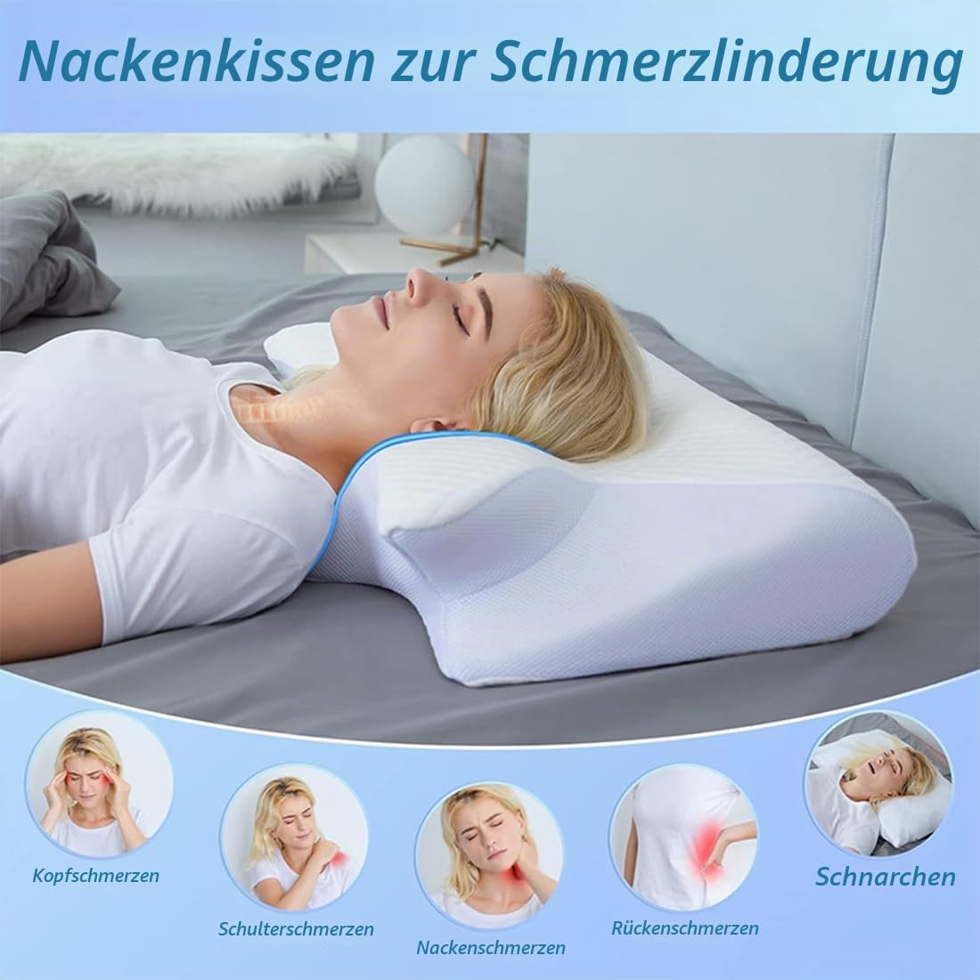 Das Original Dreamsleepz Kissen, 2-in-1 Ergonomisches Kopfkissen, Nackenkissen Kopfkissen für Lindert Nacken und Schulterschmerzen, Orthopädisches Kissen für Seiten, Rücken und Bauchschläfer (Grau)