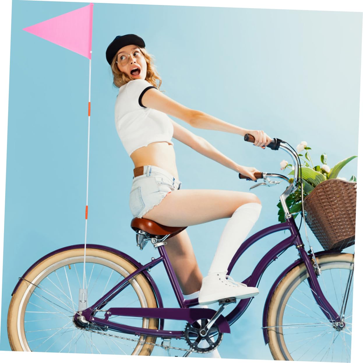 KICHOUSE 2 Sets Wear Resistant Bicycle Flags Durable Safety Flag Kit for Cycling Lightweight Compact Design for Holiday Celebrations Sports Events