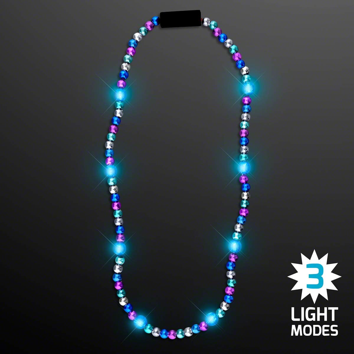 FlashingBlinkyLights Turquoise Light Up LED Bead Necklace (Set of 12)