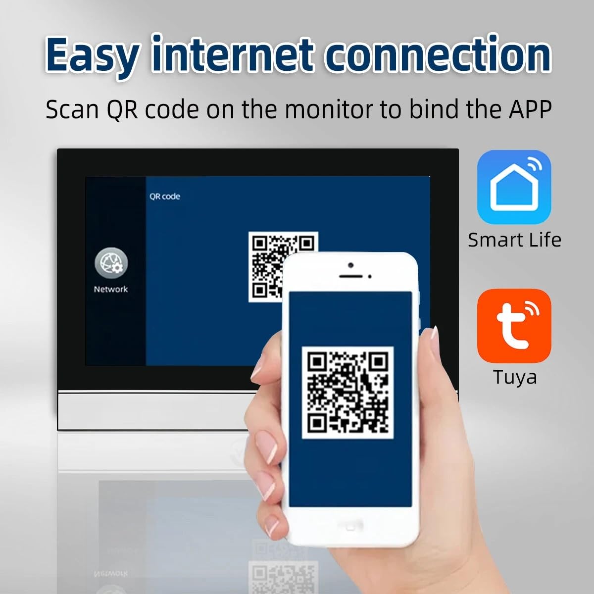 Sistema de intercomunicación de vídeo por cable Tuya WiFi 7 pulgadas de pantalla táctil 1080P timbre de la puerta inteligente Tuya APP Intercom Kit 2 desbloqueo de la puerta (2 Timbre+1 Monitor)