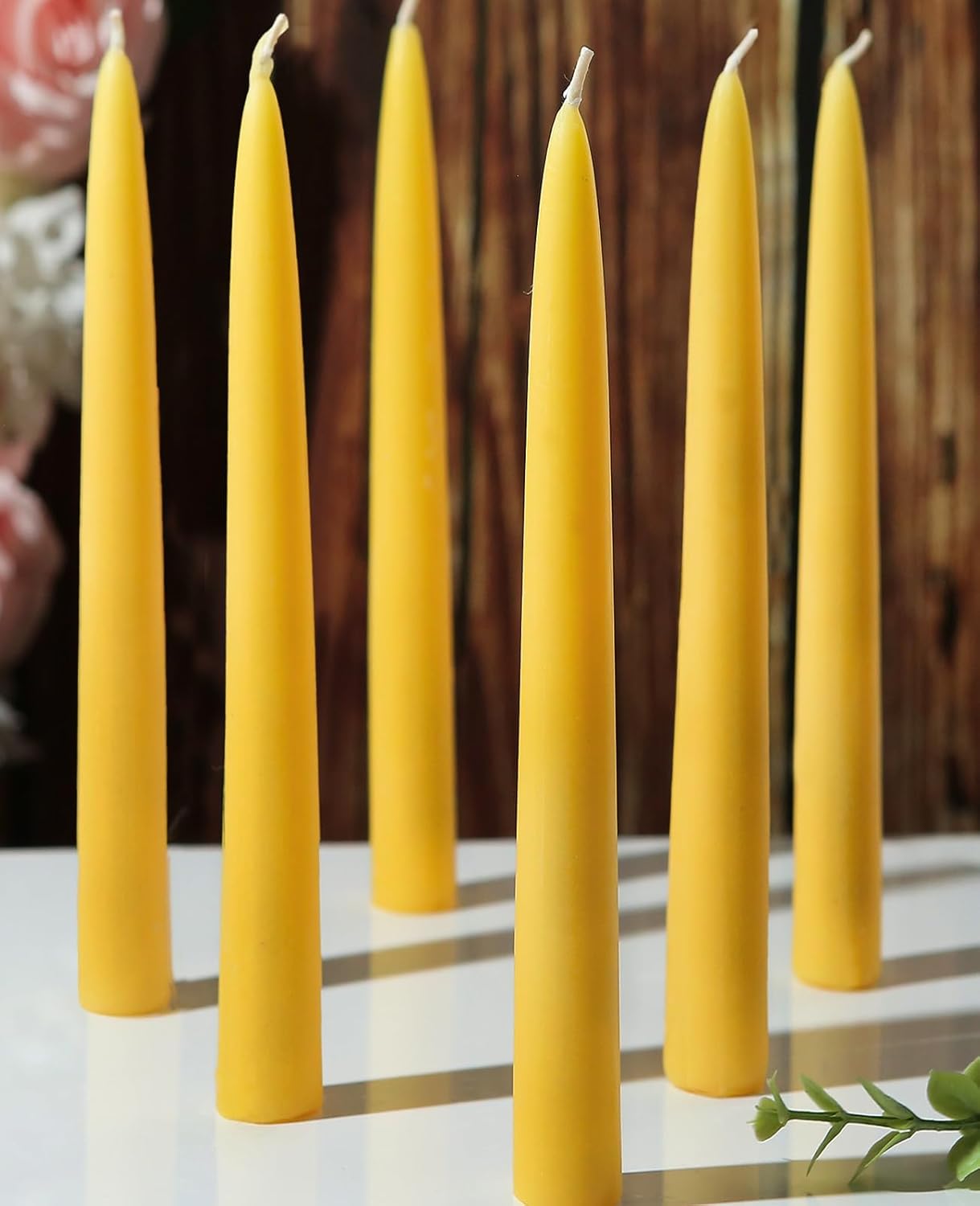 6 Packs Natural Beeswax Taper Candles 10 inch Beeswax