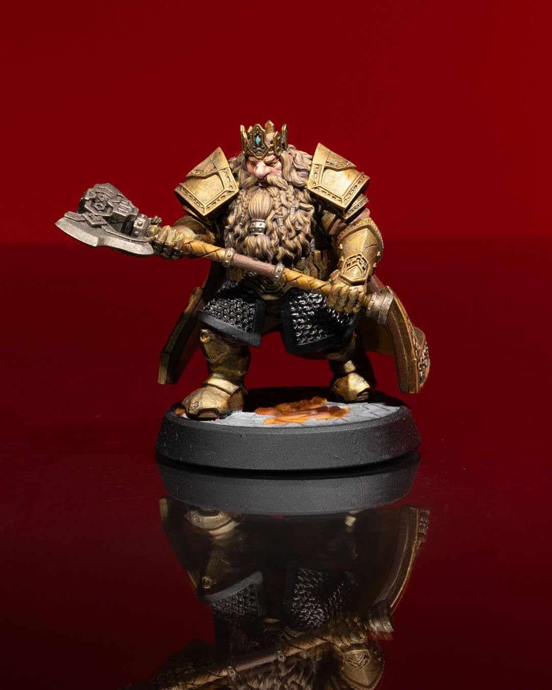 Dwarven King DnD TTRPG Miniature 32mm Dwarf D&D RPG Axe Fighter Warrior 3D Printed in 14K in ABS-like Resin - Unpainted - Image 3