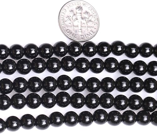 Miniatura 2 de JOE FOREMAN Cuentas redondas de ágata negra de 0.236 in con piedras semipreciosas sueltas para hacer joyas, cuentas de 15 pulgadas, cuentas hechas a