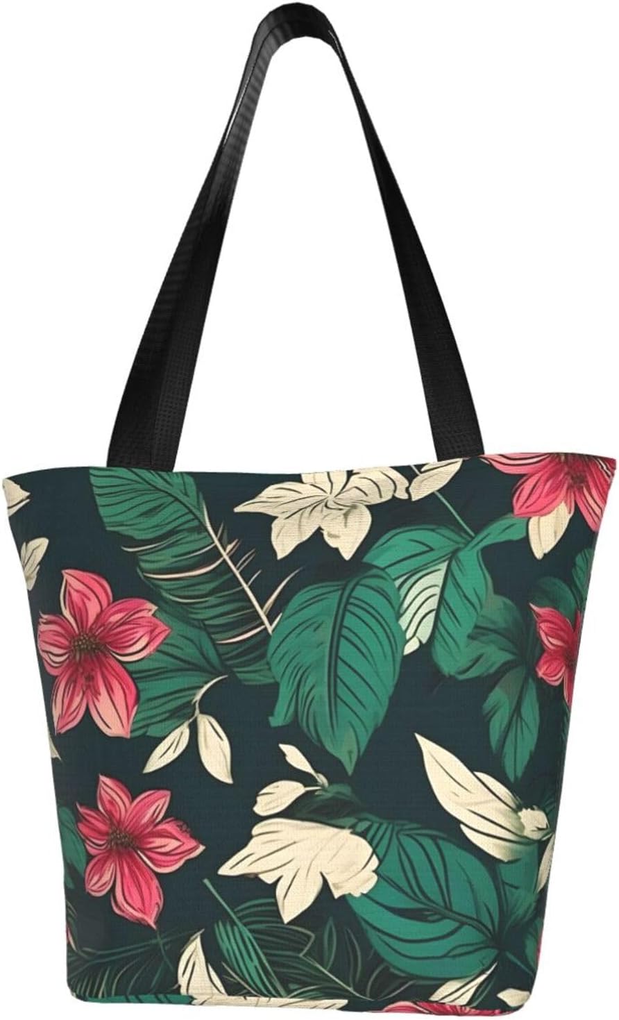 flower leaf Print Comfortable Summer Shoulder Bag Canvas Tote Travel Beach Hiking Shopping Weekend
