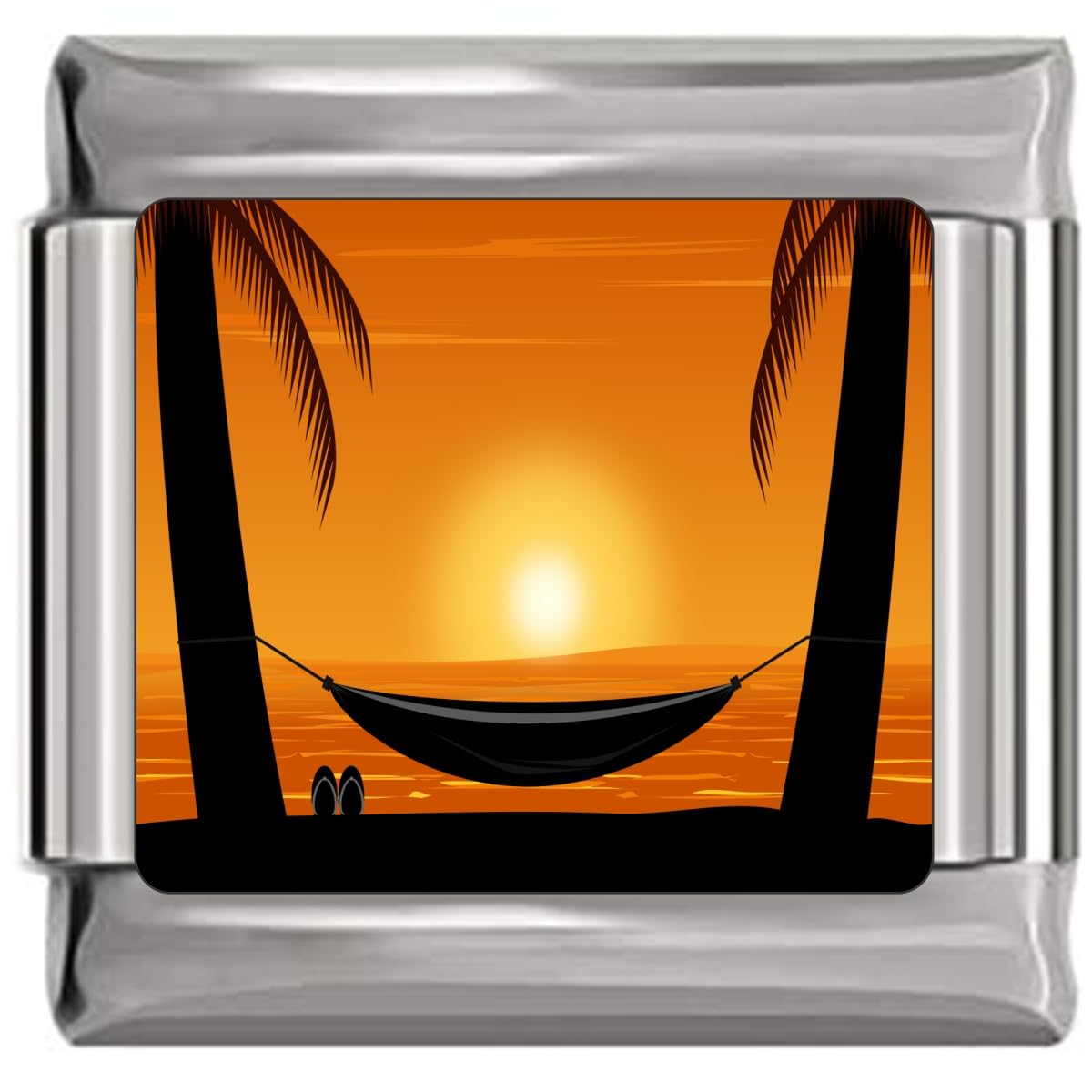 NewCharms Hammock Beach Palm Tree Sunset Italian Charm