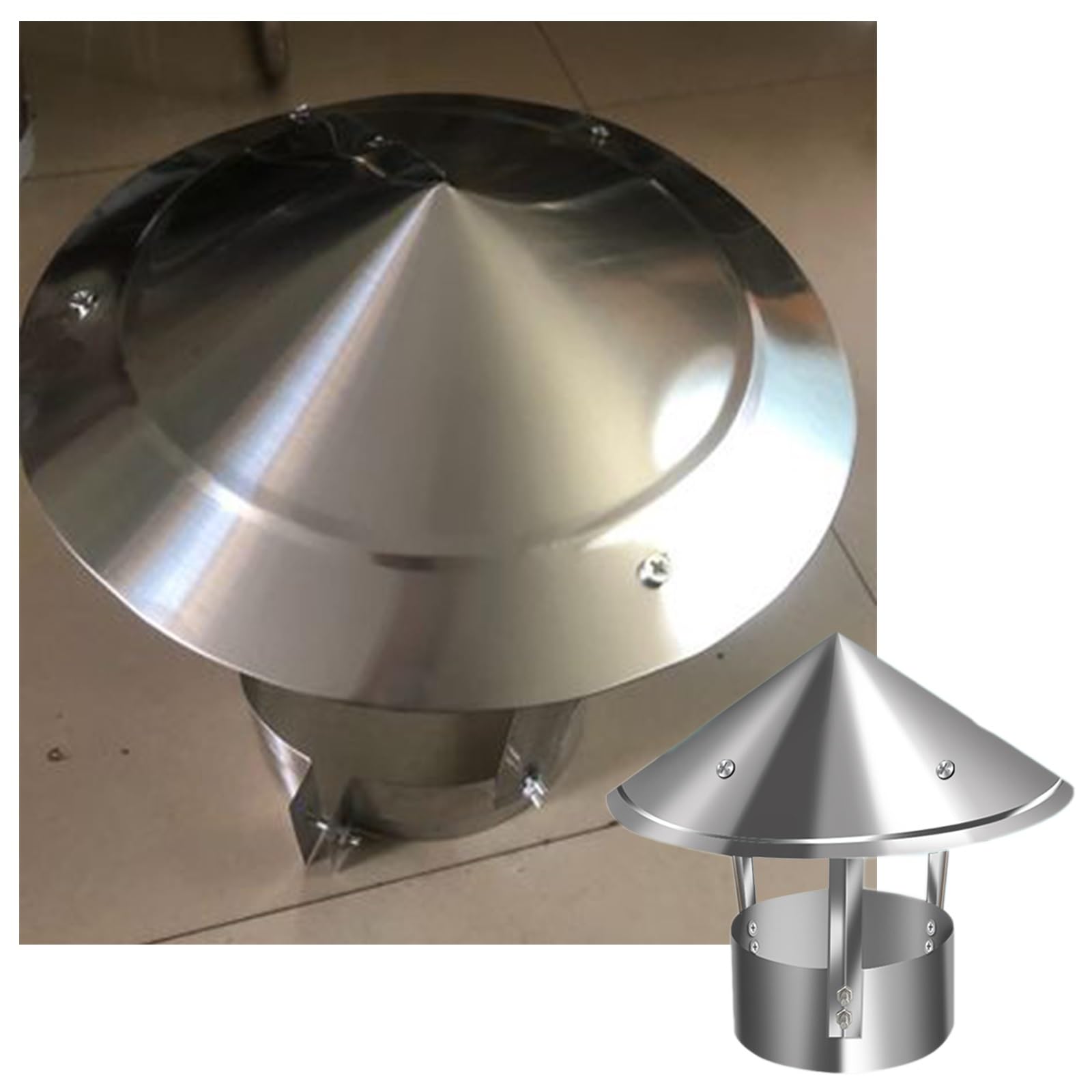 BHFLJSAQ Chimney Rain Caps,Adjustable Cone Top Chimney Cap - Universal Roof Vent Cap, Flue Protector, Rain Cap for Plumbing & Fireplace Exhaust, Customizable Size (D25cm*45cm/9.84in*17.72in)