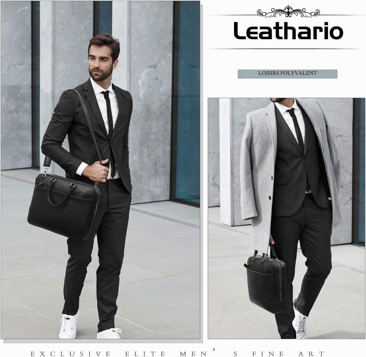 Leathario Sac Homme Porte Document Sac en Cuir Sac Messager Sac Ordinateur Homme Cuir