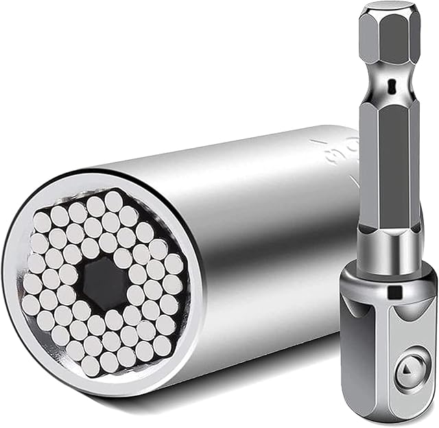 Universal Socket for Men, Lpluziyyds New Upgrade Universal Socket Wrench Set (7-19mm) with Ratchet Wrench Power Drill Adapter, Dad Gift, Best Tool Gifts for Men, Father, Husband, DIY Handyman