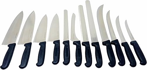 Generic Columbia Cutlery - Juego de cuchillos de 12 piezas para cocinas comerciales, surtido de chef, pan, rebanador, deshuesado, carnicero,