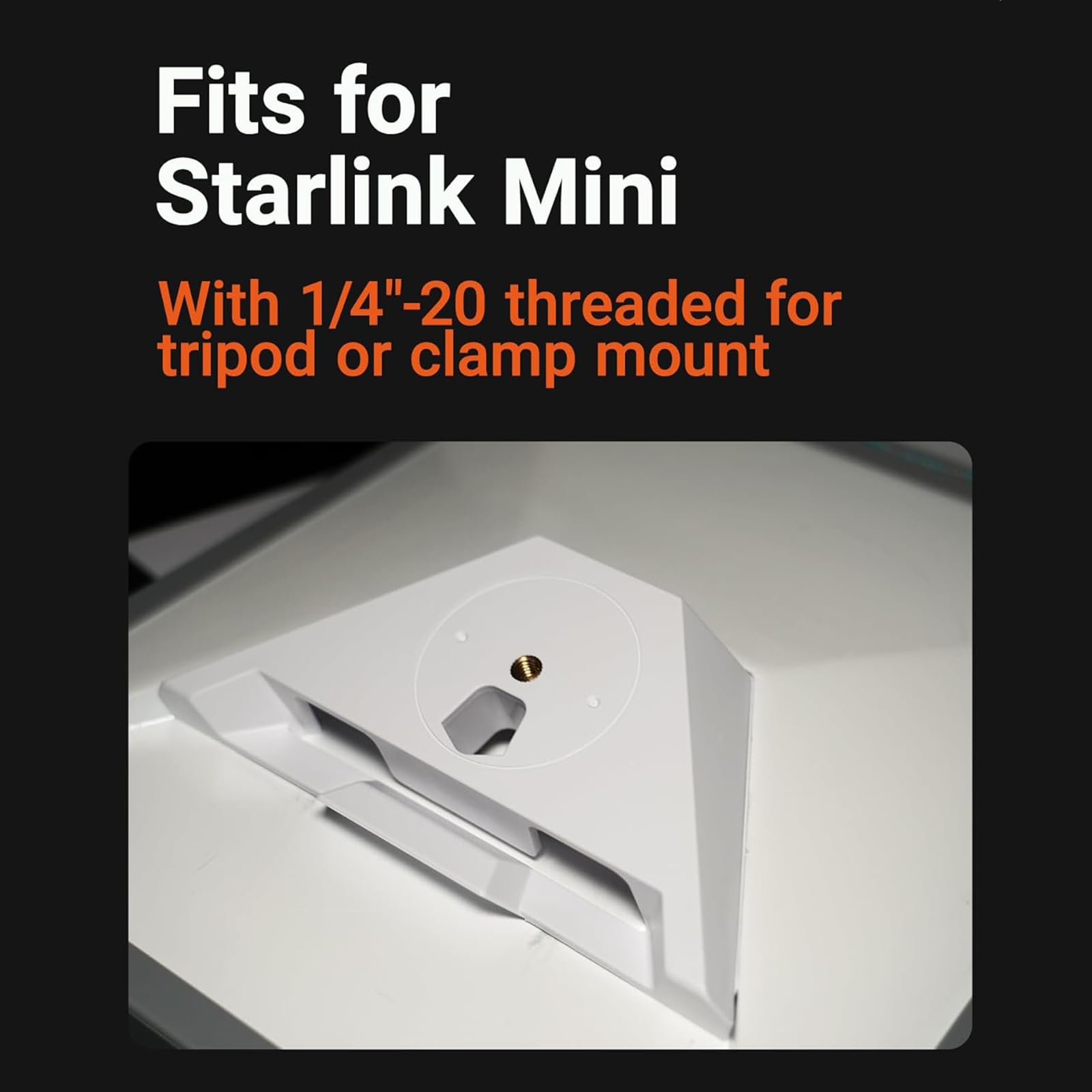 Adapter statywy do mocowania Starlink Mini Mount Adapter z gwintowanym mocowaniem 1/4"-20 z tworzywa sztucznego, kompatybilny ze statywami, kamperami i instalacjami zewnętrznymi, lekki, pasuje