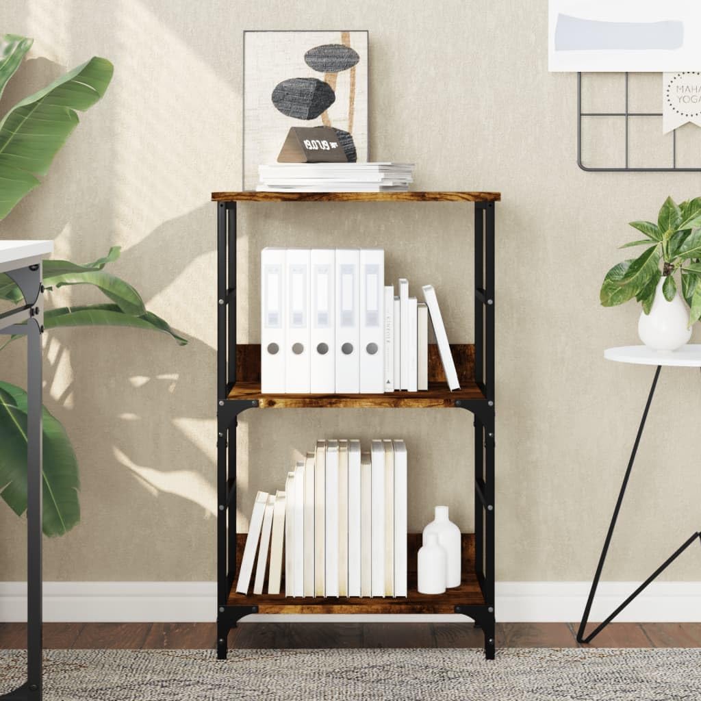 vidaXL Bücherregal, Bücherschrank mit 2 Fächern, Regal mit verstellbaren Beinen, Standregal Aktenregal für Wohnzimmer Büro, Räuchereiche Holzwerkstoff