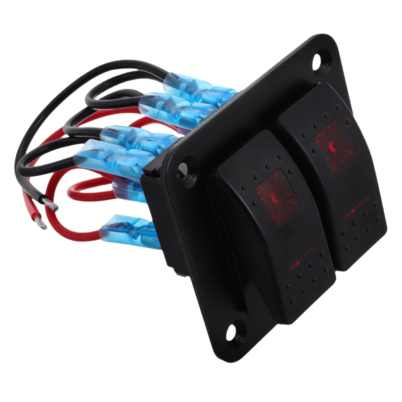 CORHAD Aluminum Waterproof 2 Gang Rocker Switch Panel Led Lights Multi-Device Control for Marine Automotive