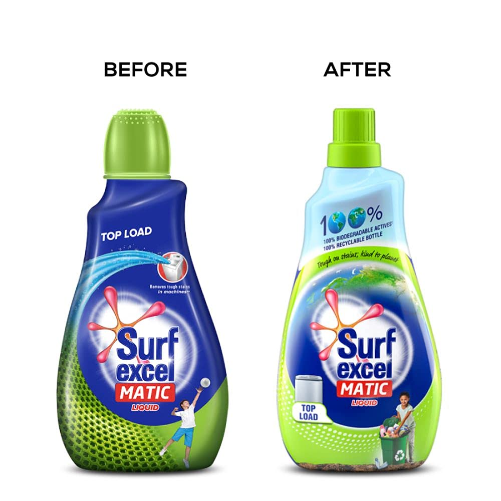 Surf Excel Matic Top Load Liquid Detergent 1 L, Specially designed for