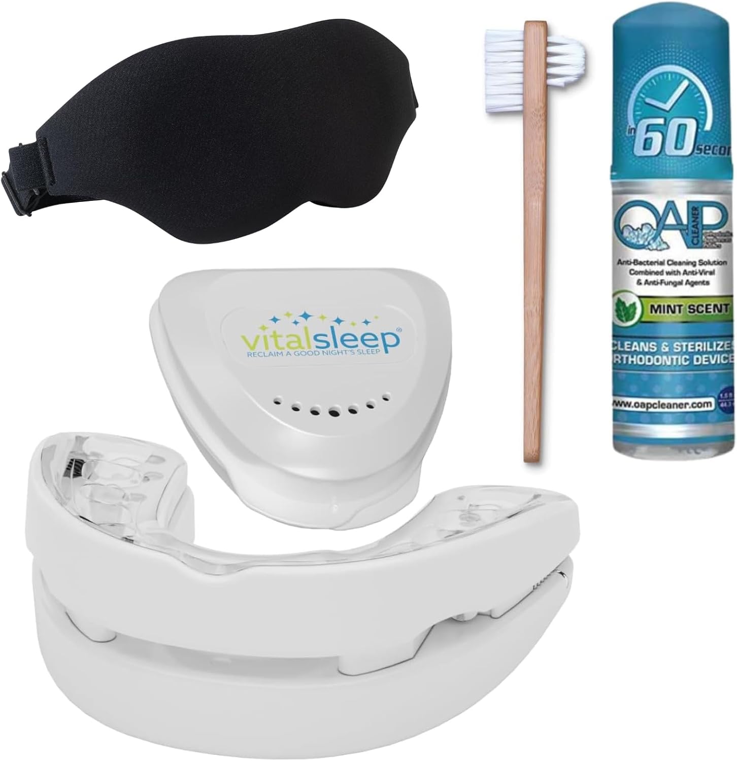 VitalSleep Anti Snoring Device, Men’s Size Snore Guard, Clear USA Made Customizable Snoring Aid, Adjustable Mouthpiece for Snoring, Sleep Mask and Cleaning Kit VitalSleep Anti Snoring Device, Men’s Size Snore Guard, Clear USA Made Customizable Snoring Aid, Adjustable Mouthpiece for Snoring, Sleep Mask and Cleaning Kit