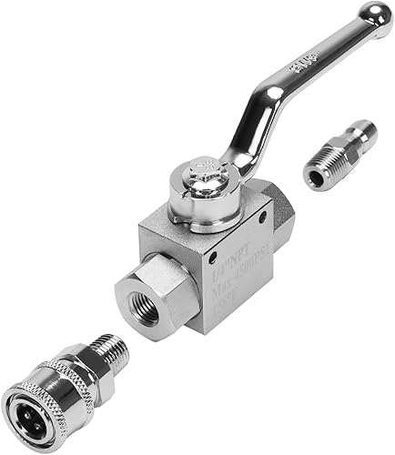 Miniatura 6 de DERNORD Kit de válvula de bola de alta presión de conexión rápida de 14 pulgadas para manguera de lavado eléctrico, 4500 PSI (14 pulgadas)