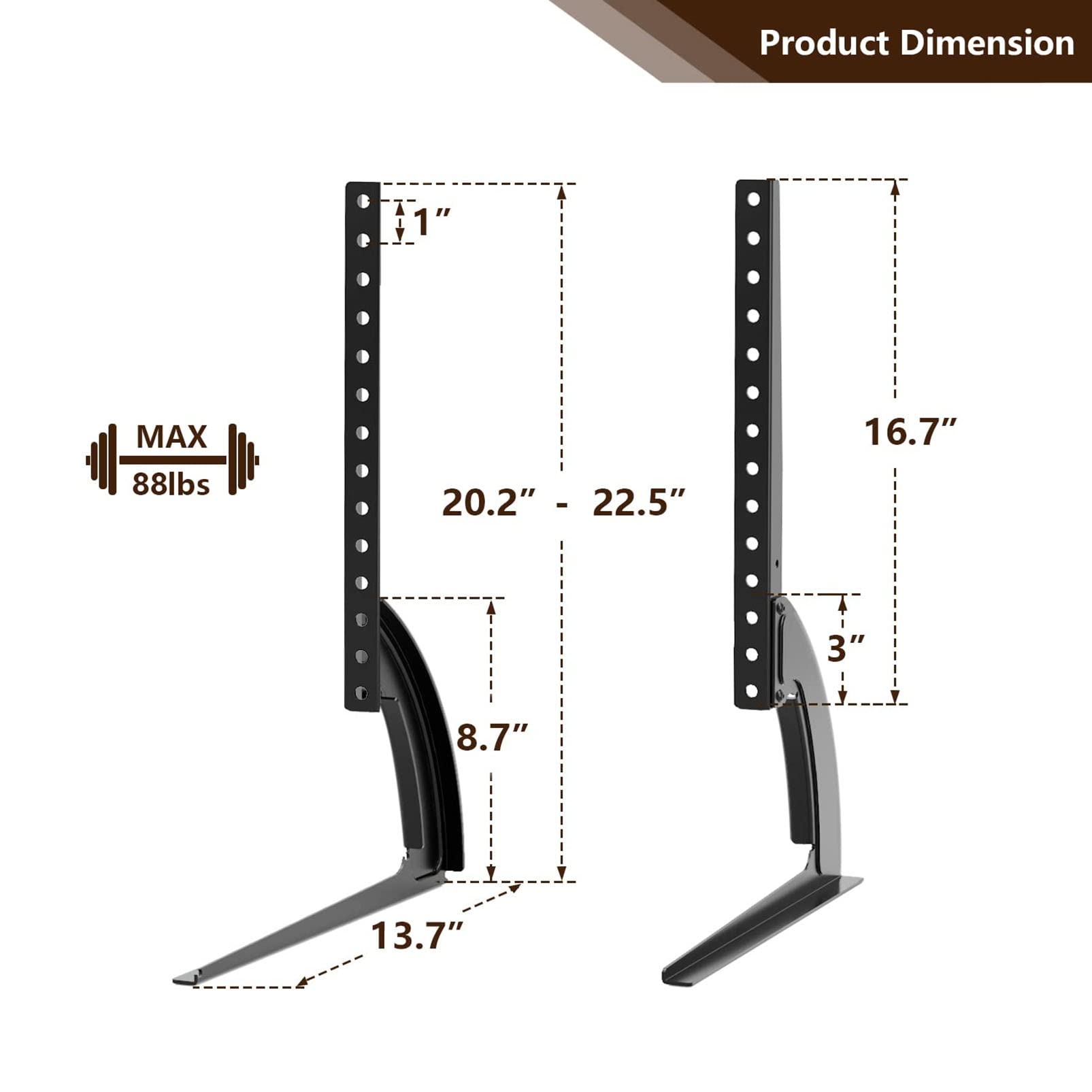Supporto TV di Ricambio con Gambe Regolabili in Altezza - Base Universale per Supporto TV da Tavolo per la Maggior Parte dei televisori LCD LED al Plasma da 40, 42, 47, 50 e 55 Pollici, Supporta