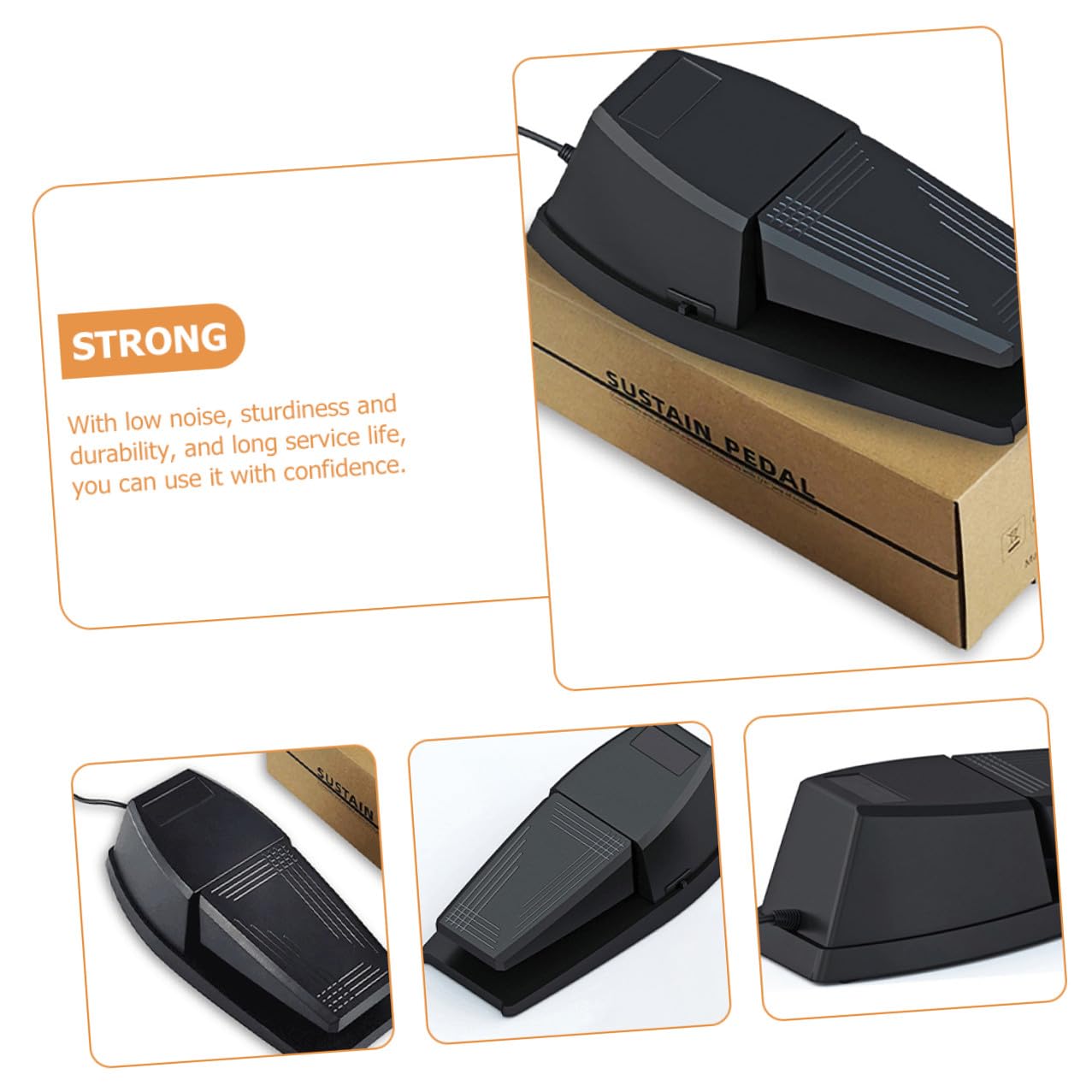 Pedale Sustain per Pianoforte Elettrico e Tastiera Midi Pedale Metallico Robusto con Design Antiscivolo per Pianola e Sintetizzatore Accessorio Strumentale Portatile