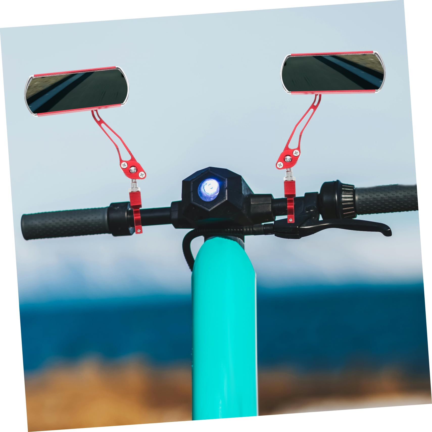 Specchietto di Angolo Vetro Installazione Regolabile Lega Alluminio Retrovisore da Manubrio Facile, Rosso per Bici Scooter