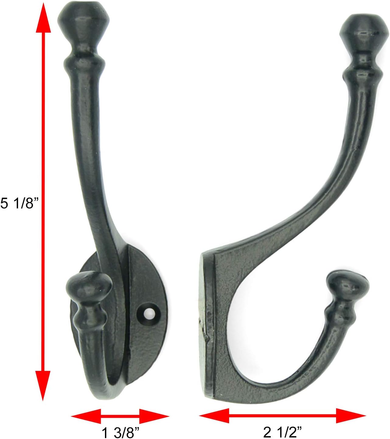 CRAFTSMAN ROAD Vintage Cast Iron Wall Hooks (Black, Set of 4) - Rustic, Farmhouse Coat Hooks | Coats, Bags, Towels, Hats | Heritage Select image 4