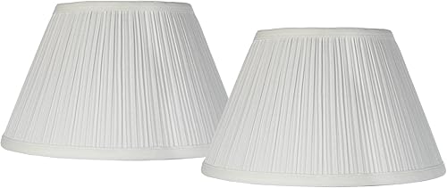 Juego de 2 pantallas de lámpara plisadas con forma de hongo, color blanco antiguo, parte superior de 6.5 pulgadas x 12 pulgadas inferior x 7.5