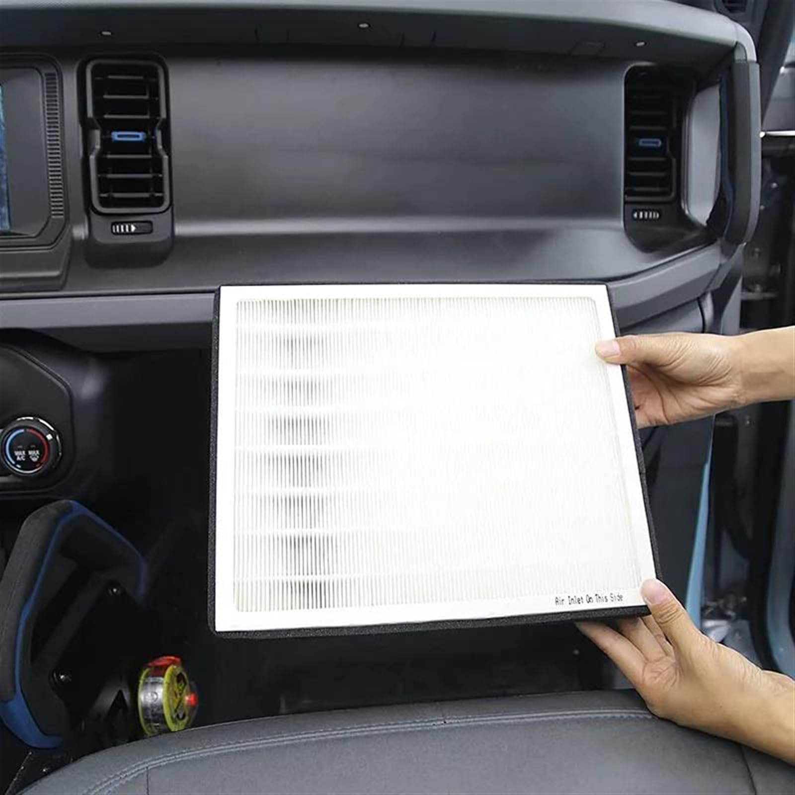 Filtro Aria condizionata per Auto, Elemento filtrante Nero per Aria condizionata, Filtro Aria abitacolo a Carboni Attivi, Ricambio per Bronco 2 Porte 4 Porte