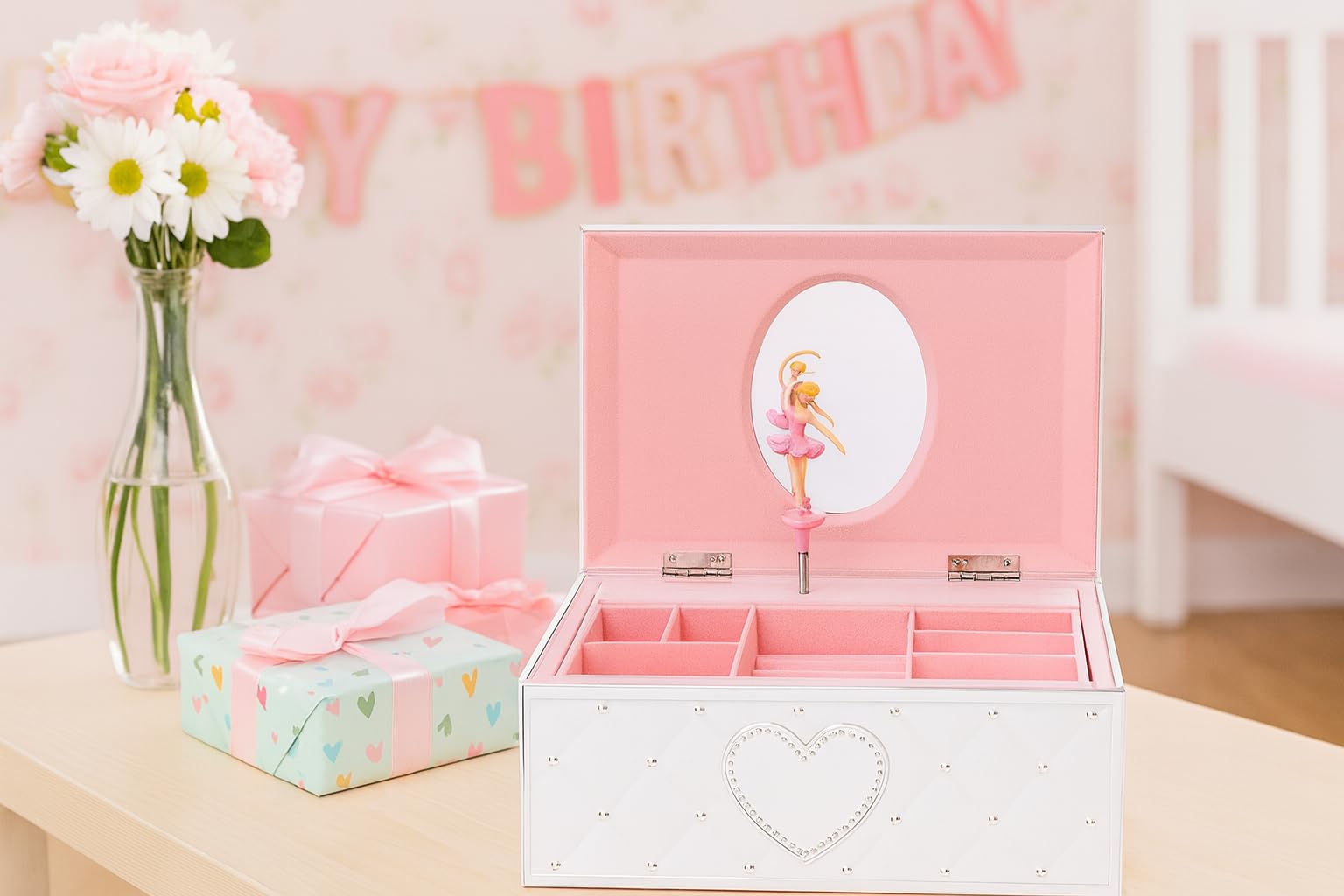 Design Schmuckschatulle Spieluhr Ballerina Mit Gravur Schmuck-Kästchen Musik Box Tänzerin Jewellery Geschenk