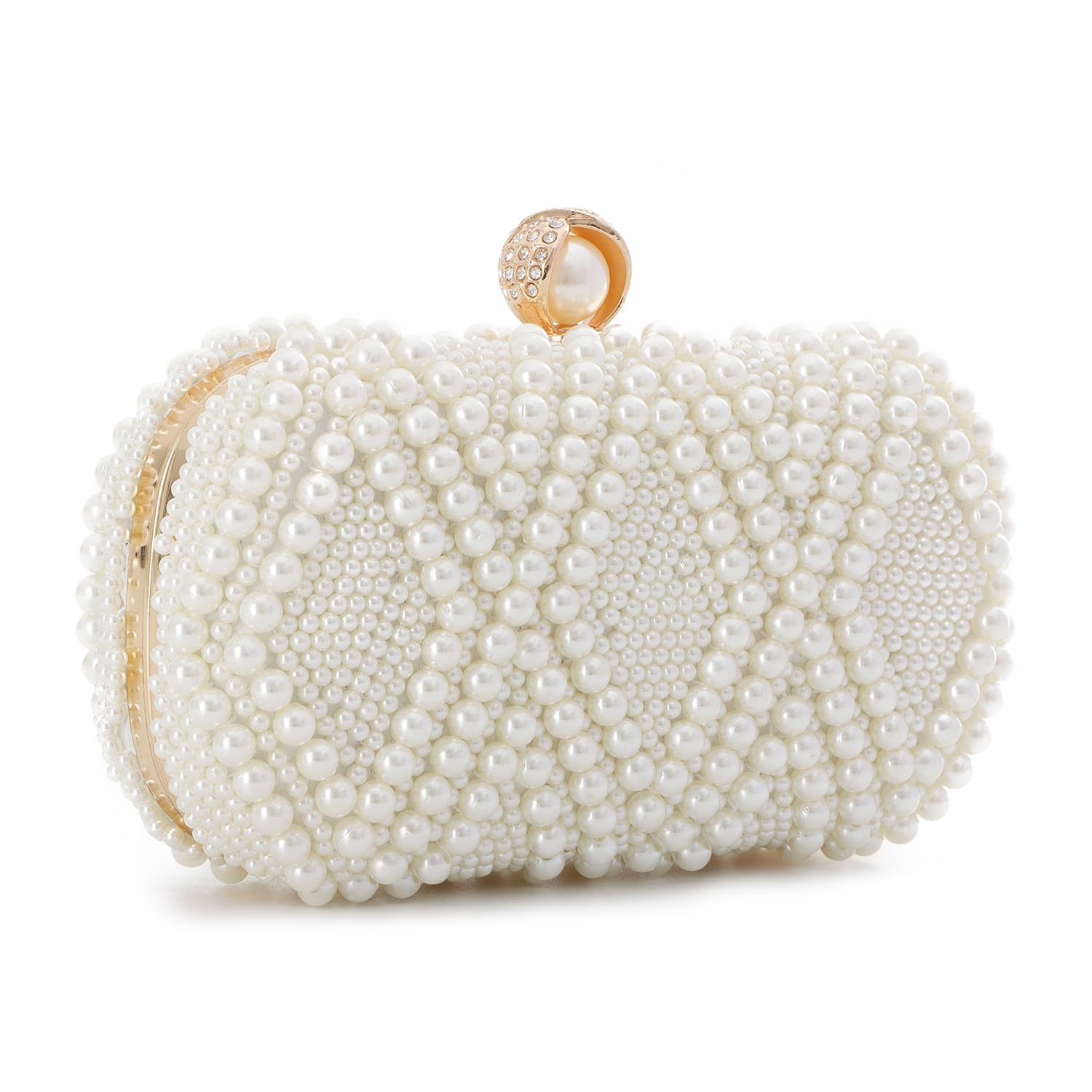EVEOUT Élégant Sac à Main de Mariage en Perles Femme Pochette de Mariée avec Poignée et Bandoulière Clutch Sac bandoulière pour soirée fête