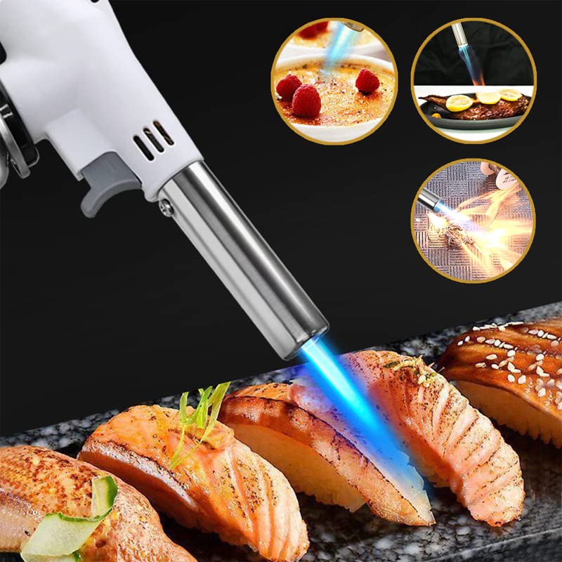 Retoo Witte keukenbrander, navulbare crème brulée-brander, butaangasbrander voor BBQ, koken, camping, gebak, desserts, traploze vlamregeling, flambeerbrander, butaan gasbrander - Image 6