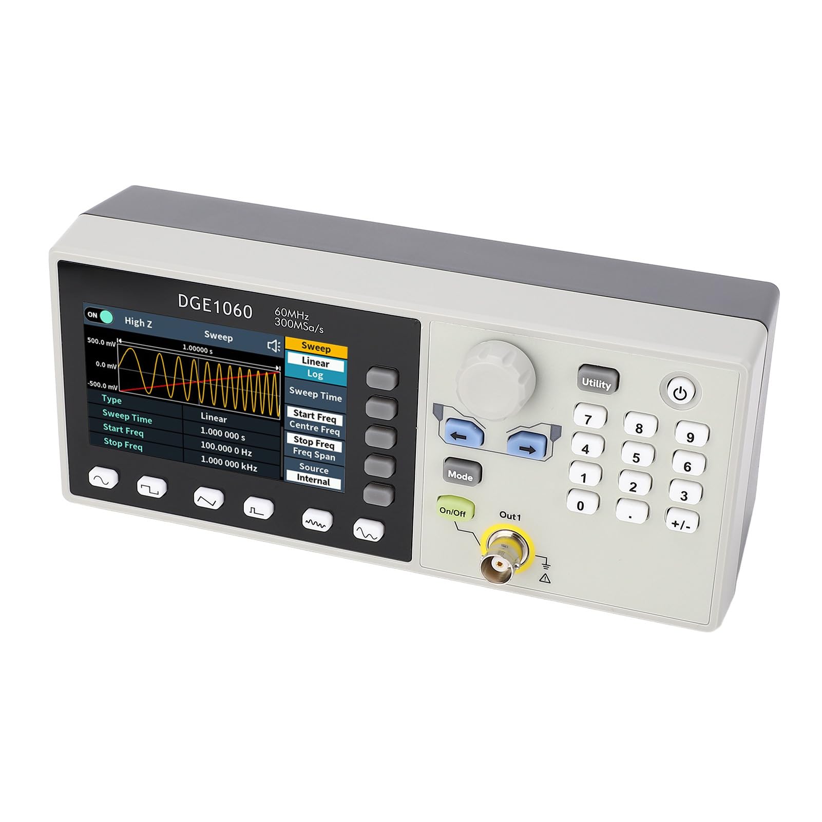 60MHz Signal Generator, Breiter Frequenz Bereich 1uHz Bis 60MHz mit 160 Willkürlichen Wellenformen, für Elektronische Experimente Kommunikation Tests (EU -Stecker)