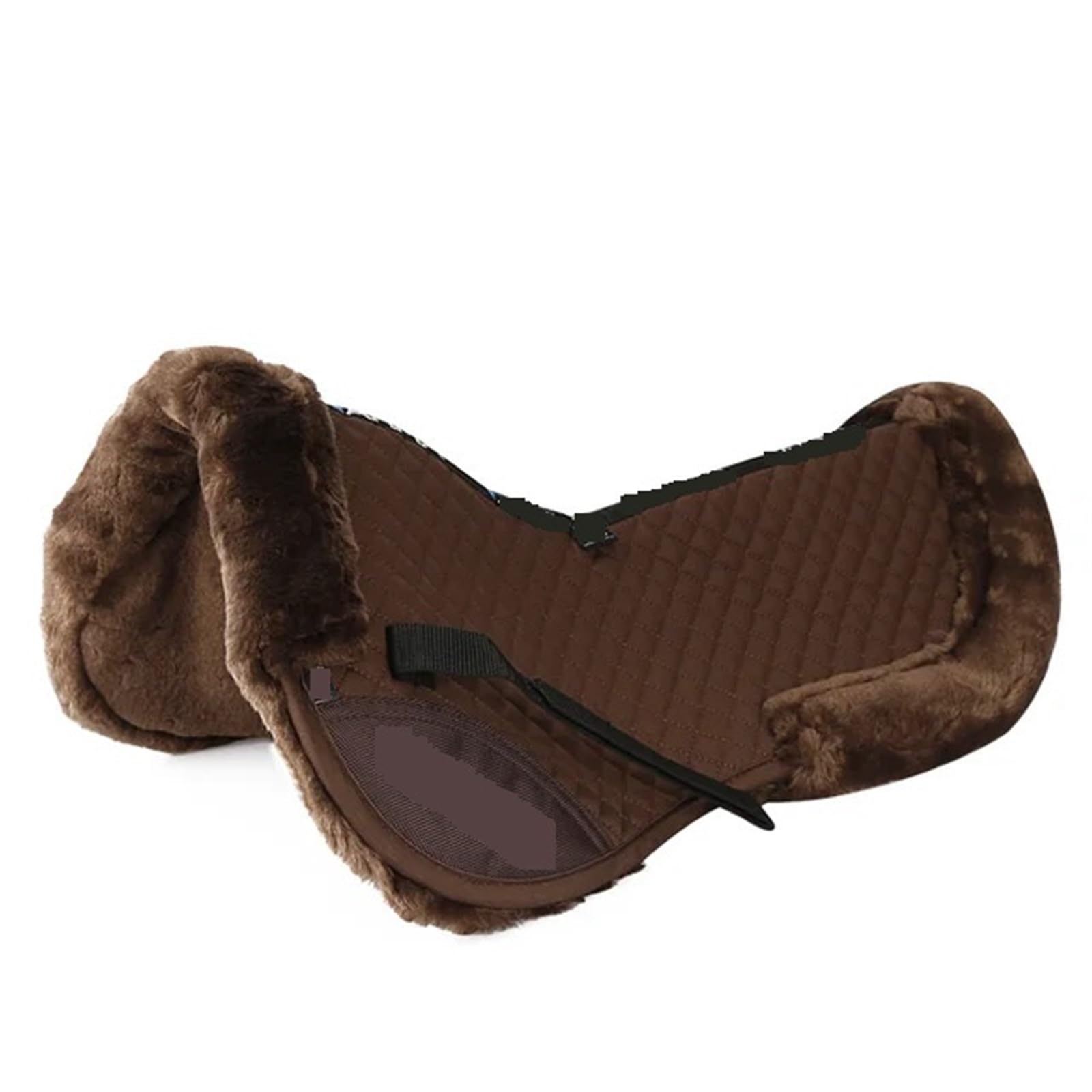 Mantilla para Caballo Almohadilla de sillín ecuestre de pelo de cordero Artificial, equipo a prueba de golpes, amortiguación al montar a caballo(Brown L)