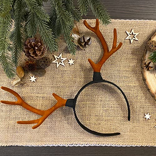 Oblique Unique® Haarreifen Rentier Hirsch Reh Geweih Haarreif in Braun Kopfschmuck Accessoire für Weihnachten Fasching Karneval