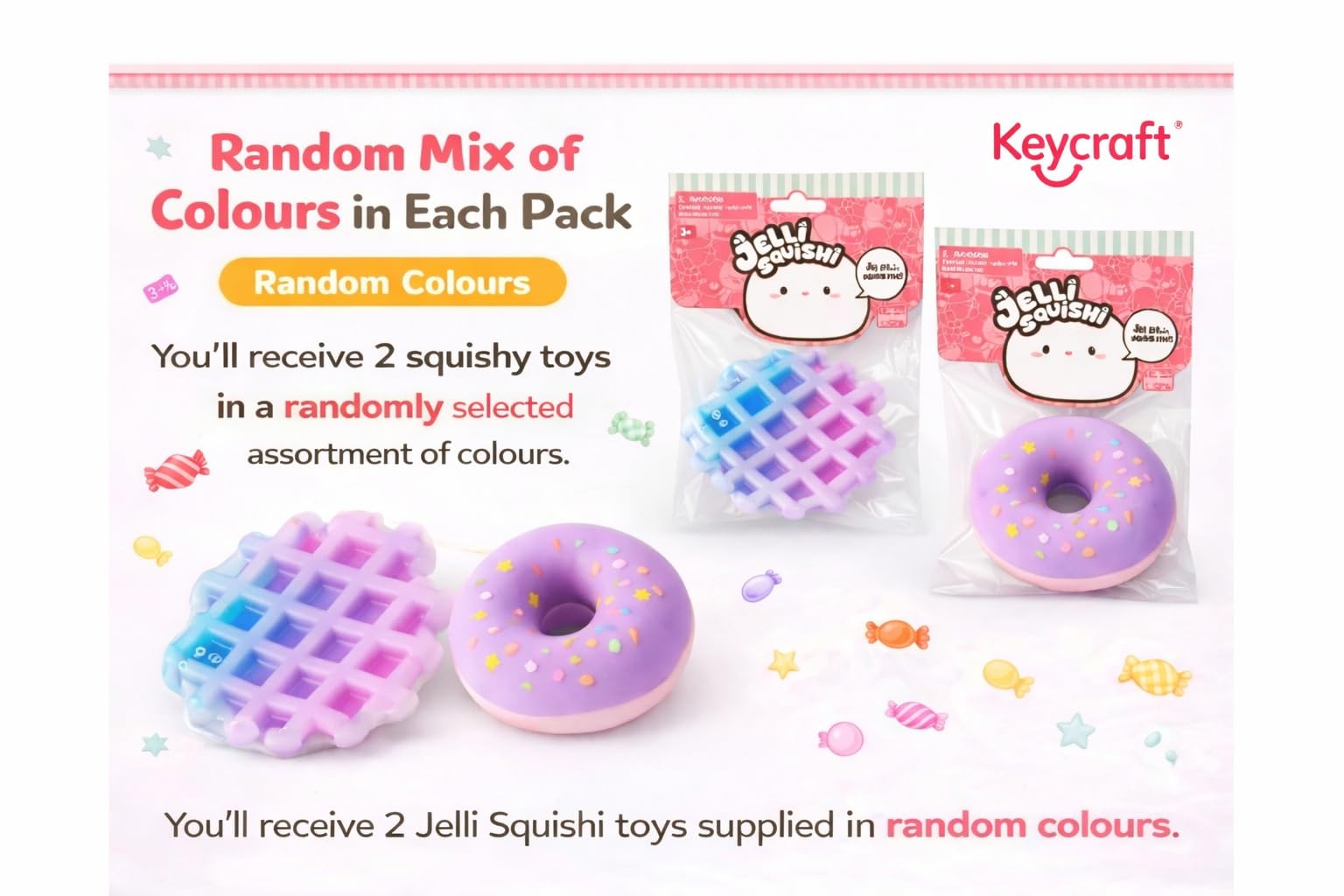 Jelli Squishi Sweet Treats Squishy Toy (2 Pack), Sensory Fidget Stress Relief Toy for Kids - Image 3