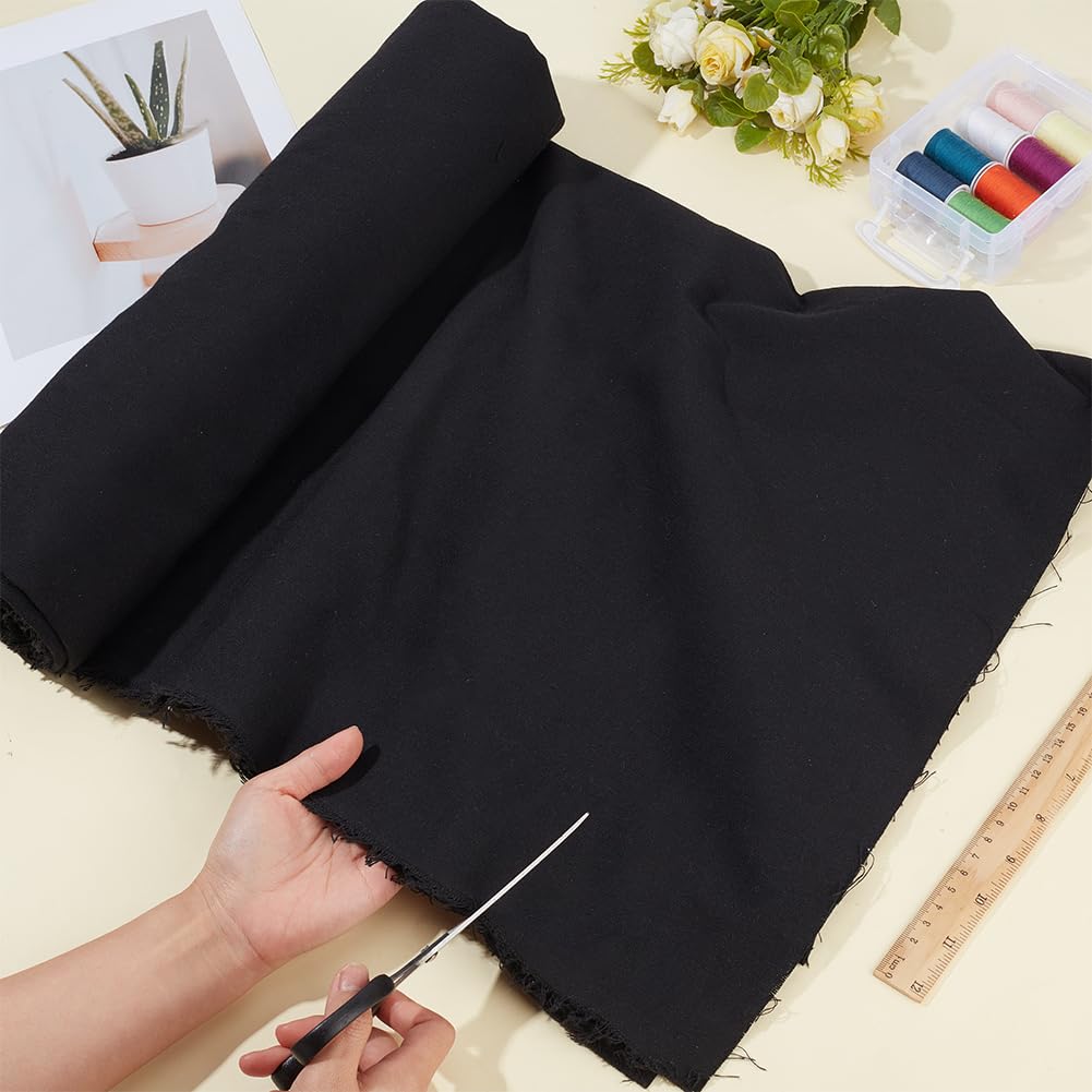 BENECREAT Tessuto di Tela di Cotone Nero Da 2x1.5 m, Tessuto In Tela di Cotone Naturale 10oz per La Pittura, Cucire, Mestieri, Ricamo, Decorazioni per La Casa Fatte A Mano